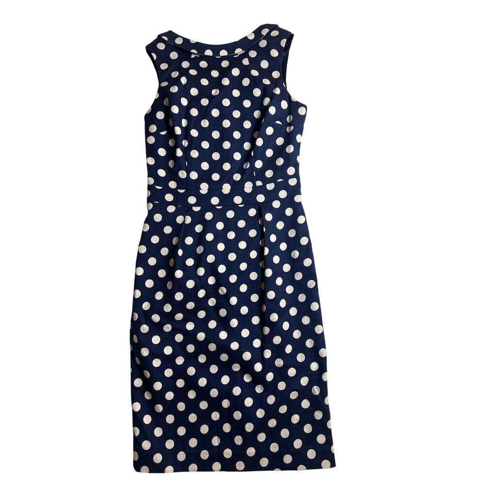 Boden Navy Polka Dot Sheath Dress US 10 Fit Flare Lined